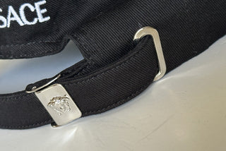 Versace Embroidered Logo Baseball Cap Hat Black/Gold 58 IT ICAP006 NWT $425