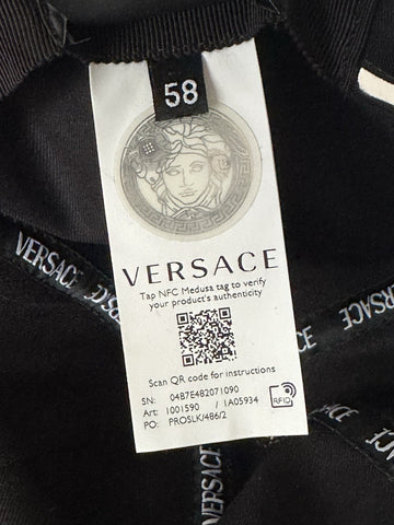 Versace Embroidered Logo Baseball Cap Hat Black/Gold 58 IT ICAP006 NWT $425