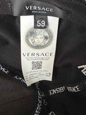 Versace Embroidered Logo Baseball Cap Hat Black/Gold 59 IT ICAP006 NWT $425