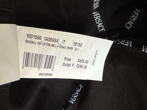 Versace Embroidered Logo Baseball Cap Hat Black/Gold 59 IT ICAP006 NWT $425