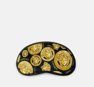 Versace Black Gold Medusa Logo Allover Print Sleep Mask Italy ZMAS18107 NWT $175