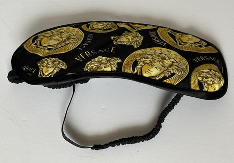 Versace Black Gold Medusa Logo Allover Print Sleep Mask Italy ZMAS18107 NWT $175