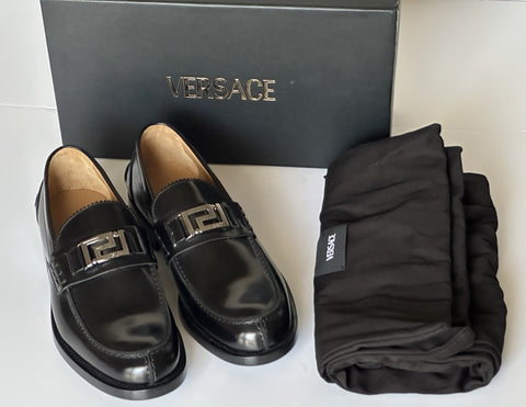 VERSACE Greca Men's Black Leather Loafer Shoes 8 US (41) Italy 1012864 NWT $975
