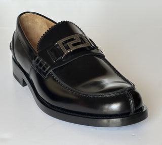 VERSACE Greca Men's Black Leather Loafer Shoes 8 US (41) Italy 1012864 NWT $975