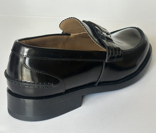 VERSACE Greca Men's Black Leather Loafer Shoes 8 US (41) Italy 1012864 NWT $975