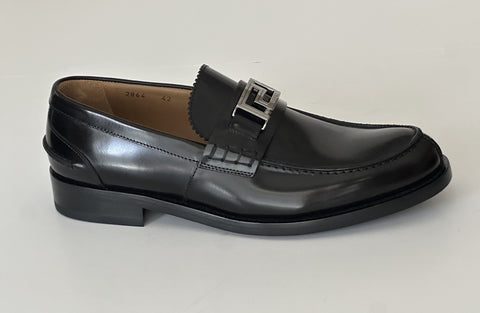 VERSACE Greca Men's Black Leather Loafer Shoes 8 US (41) Italy 1012864 NWT $975