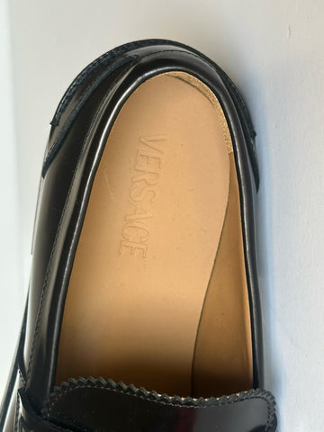 VERSACE Greca Men's Black Leather Loafer Shoes 8 US (41) Italy 1012864 NWT $975