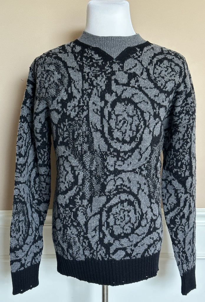 Versace Barocco Wool Knit Sweater Black 42 US (52 Euro)  IT 1013400 NWT $1225