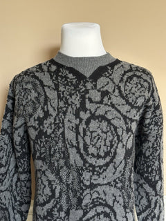 Versace Barocco Wool Knit Sweater Black 42 US (52 Euro)  IT 1013400 NWT $1225