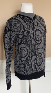Versace Barocco Wool Knit Sweater Black 46 US (56 Euro)  IT 1013400 NWT $1225