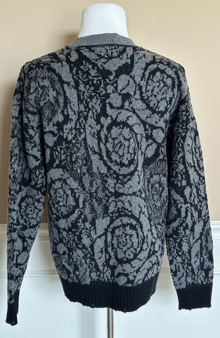 Versace Barocco Wool Knit Sweater Black 46 US (56 Euro)  IT 1013400 NWT $1225