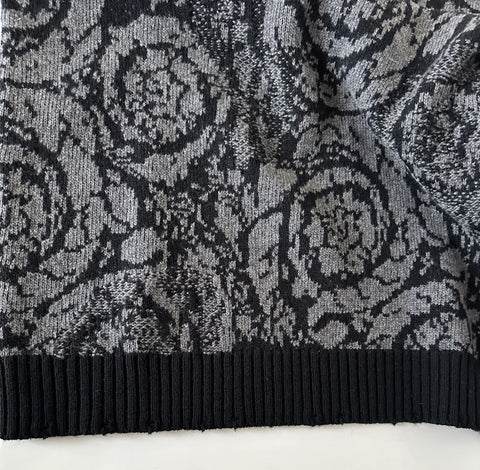 Versace Barocco Wool Knit Sweater Black 46 US (56 Euro)  IT 1013400 NWT $1225
