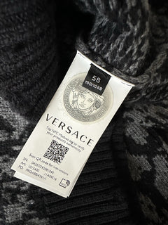 Versace Barocco Wool Knit Sweater Black 48 US (58 Euro)  IT 1013400 NWT $1225