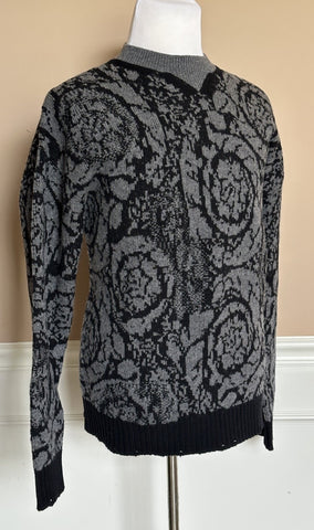 Versace Barocco Wool Knit Sweater Black 48 US (58 Euro)  IT 1013400 NWT $1225