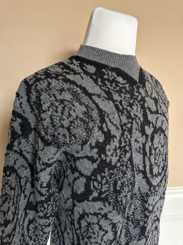 Versace Barocco Wool Knit Sweater Black 48 US (58 Euro)  IT 1013400 NWT $1225