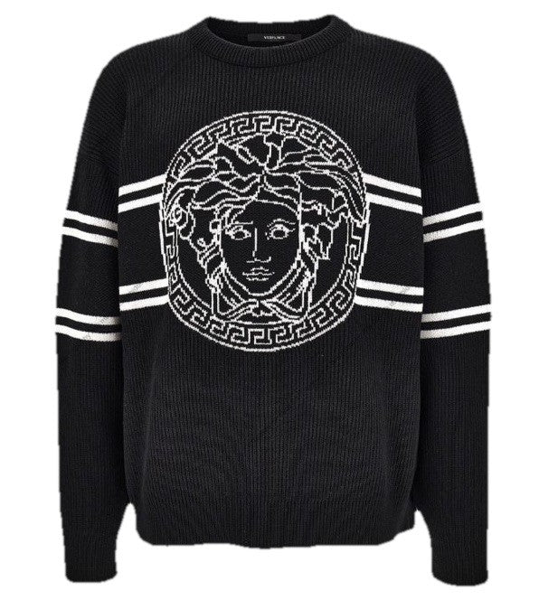 Versace Medusa Logo Wool Knit Sweater Black 42 US (52 Eu)  IT 1017011 NWT $1300