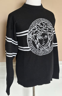 Versace Medusa Logo Wool Knit Sweater Black 42 US (52 Eu)  IT 1017011 NWT $1300