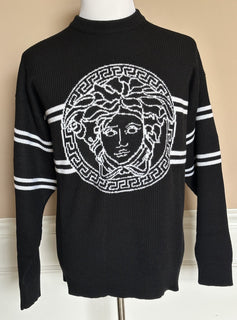 Versace Medusa Logo Wool Knit Sweater Black 44 US (54 Eu)  IT 1017011 NWT $1300