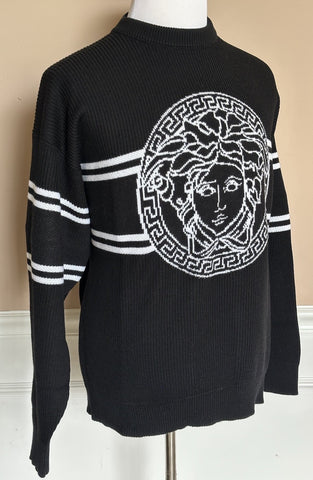 Versace Medusa Logo Wool Knit Sweater Black 44 US (54 Eu)  IT 1017011 NWT $1300