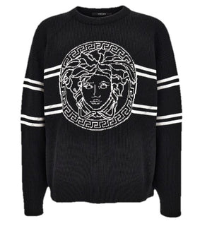 Versace Medusa Logo Wool Knit Sweater Black 48 US (58 Eu)  IT 1017011 NWT $1300