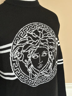 Versace Medusa Logo Wool Knit Sweater Black 48 US (58 Eu)  IT 1017011 NWT $1300