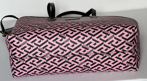 Versace Greca Coated Canvas Leather Pink/Black Tote Bag 1020802 IT NWT $1125