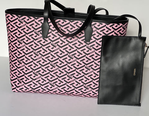 Versace Greca Coated Canvas Leather Pink/Black Tote Bag 1020802 IT NWT $1125