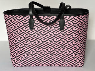 Versace Greca Coated Canvas Leather Pink/Black Tote Bag 1020802 IT NWT $1125
