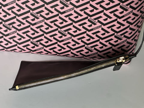 Versace Greca Coated Canvas Leather Pink/Black Tote Bag 1020802 IT NWT $1125