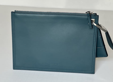 Bottega Venera Petrol Blue Leather Double Pouch with Clutch IT 574049 NWT $990