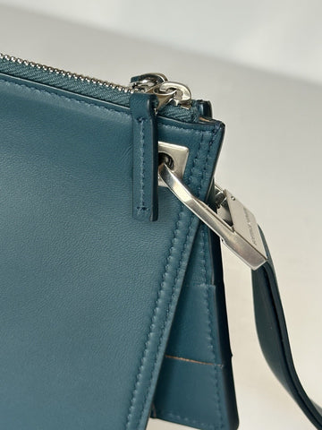 Bottega Venera Petrol Blue Leather Double Pouch with Clutch IT 574049 NWT $990