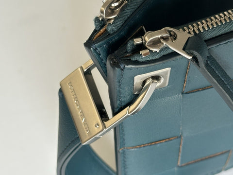 Bottega Venera Petrol Blue Leather Double Pouch with Clutch IT 574049 NWT $990