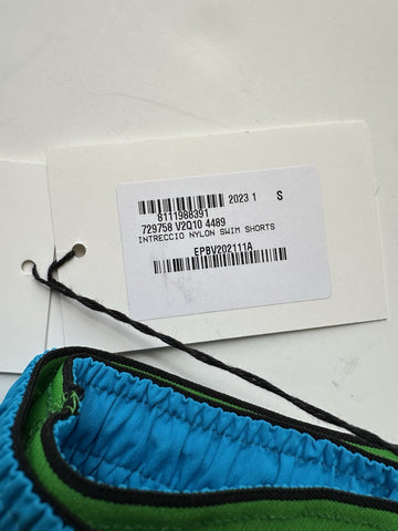 Bottega Veneta Men's Intreccio Nylon Blue Swim Shorts Small 729758 IT NWT