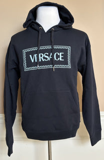Versace Embroidered Blue Cotton Sweatshirt with Hoodie XL 1012564 IT NWT $1325