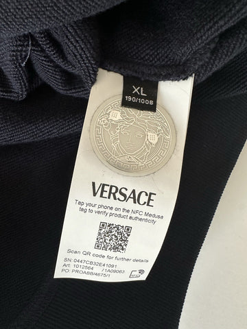 Versace Embroidered Blue Cotton Sweatshirt with Hoodie XL 1012564 IT NWT $1325