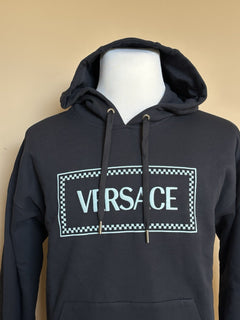 Versace Embroidered Blue Cotton Sweatshirt with Hoodie XL 1012564 IT NWT $1325