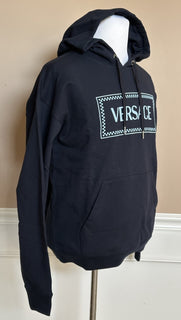 Versace Embroidered Blue Cotton Sweatshirt with Hoodie XL 1012564 IT NWT $1325