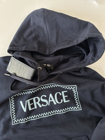 Versace Embroidered Blue Cotton Sweatshirt with Hoodie XL 1012564 IT NWT $1325