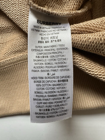 Burberry Talley Logo Checked Sweatshirt with Hoodie Soft Fawn S 8084392 NWT $760
