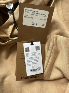 Burberry Talley Logo Checked Sweatshirt with Hoodie Soft Fawn S 8084392 NWT $760