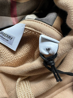 Burberry Talley Logo Checked Sweatshirt with Hoodie Soft Fawn M 8084392 NWT $760