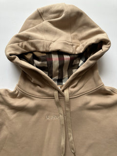 Burberry Talley Logo Checked Sweatshirt with Hoodie Soft Fawn M 8084392 NWT $760