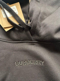 Burberry Talley Logo Checked Sweatshirt with Hoodie Black M 8084391 NWT $760