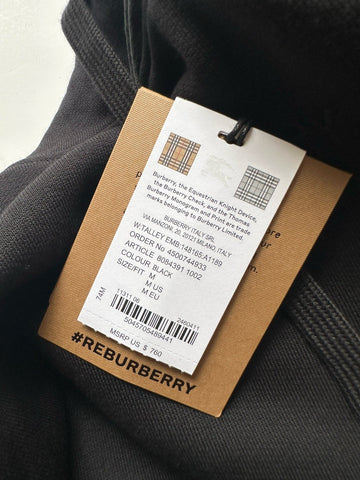 Burberry Talley Logo Checked Sweatshirt with Hoodie Black M 8084391 NWT $760