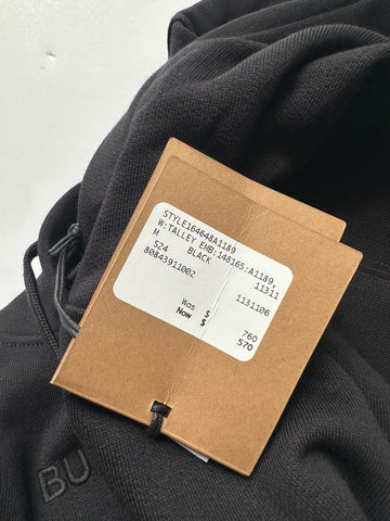 Burberry Talley Logo Checked Sweatshirt with Hoodie Black M 8084391 NWT $760