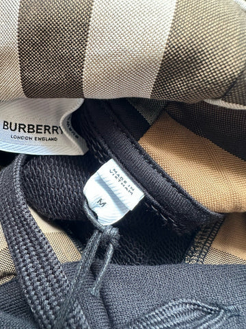 Burberry Talley Logo Checked Sweatshirt with Hoodie Black M 8084391 NWT $760