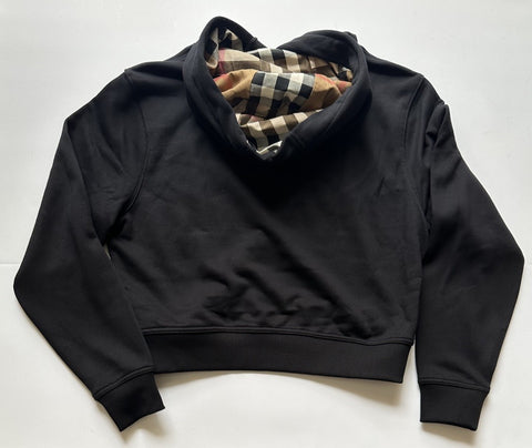 Burberry Talley Logo Checked Sweatshirt with Hoodie Black M 8084391 NWT $760