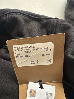 Burberry Talley Logo Checked Sweatshirt with Hoodie Black L 8084391 NWT $760