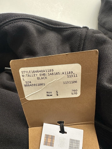 Burberry Talley Logo Checked Sweatshirt with Hoodie Black L 8084391 NWT $760