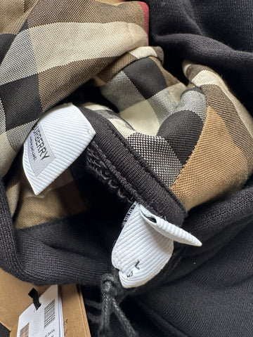 Burberry Talley Logo Checked Sweatshirt with Hoodie Black L 8084391 NWT $760